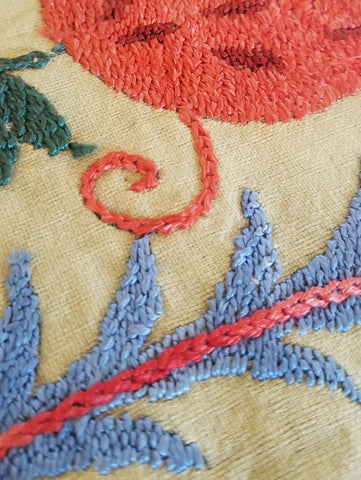 Close up image of suzani stitching