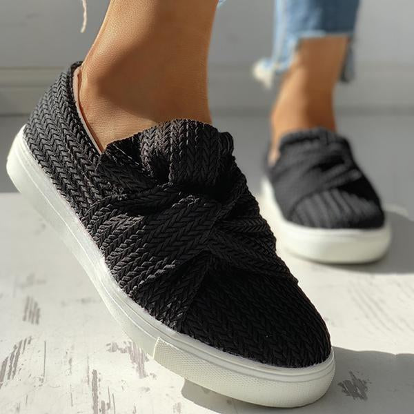 knitted twist slip on sneakers