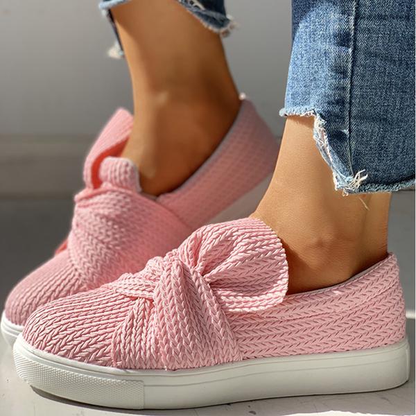 women knitted twist pink slip on sneakers