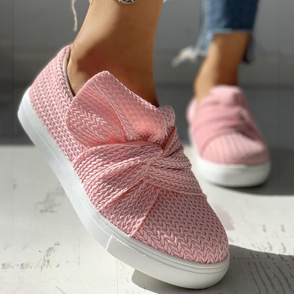 women knitted twist pink slip on sneakers