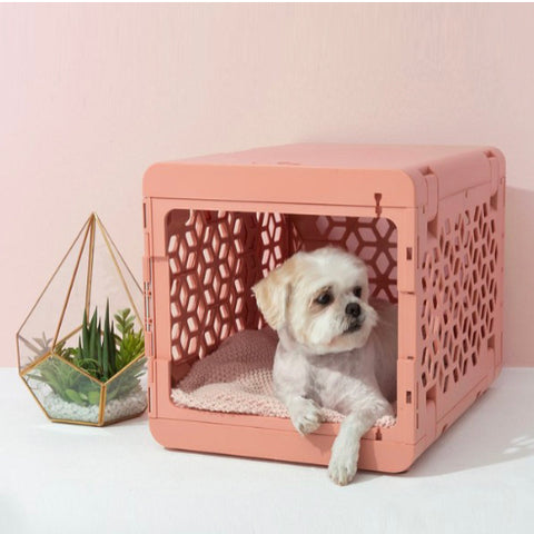 Kindtail Pawd Collapsible Dog & Cat Crate in Pink