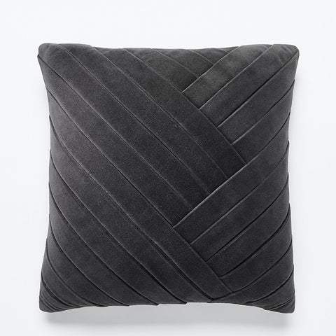 18" Leger Velvet Pillow Charcoal With Feather-Down Insert