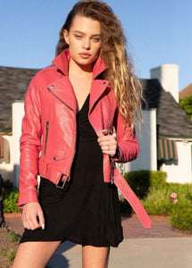 barbie pink leather jacket