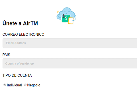 Abrir una cuenta individual en AirTM.