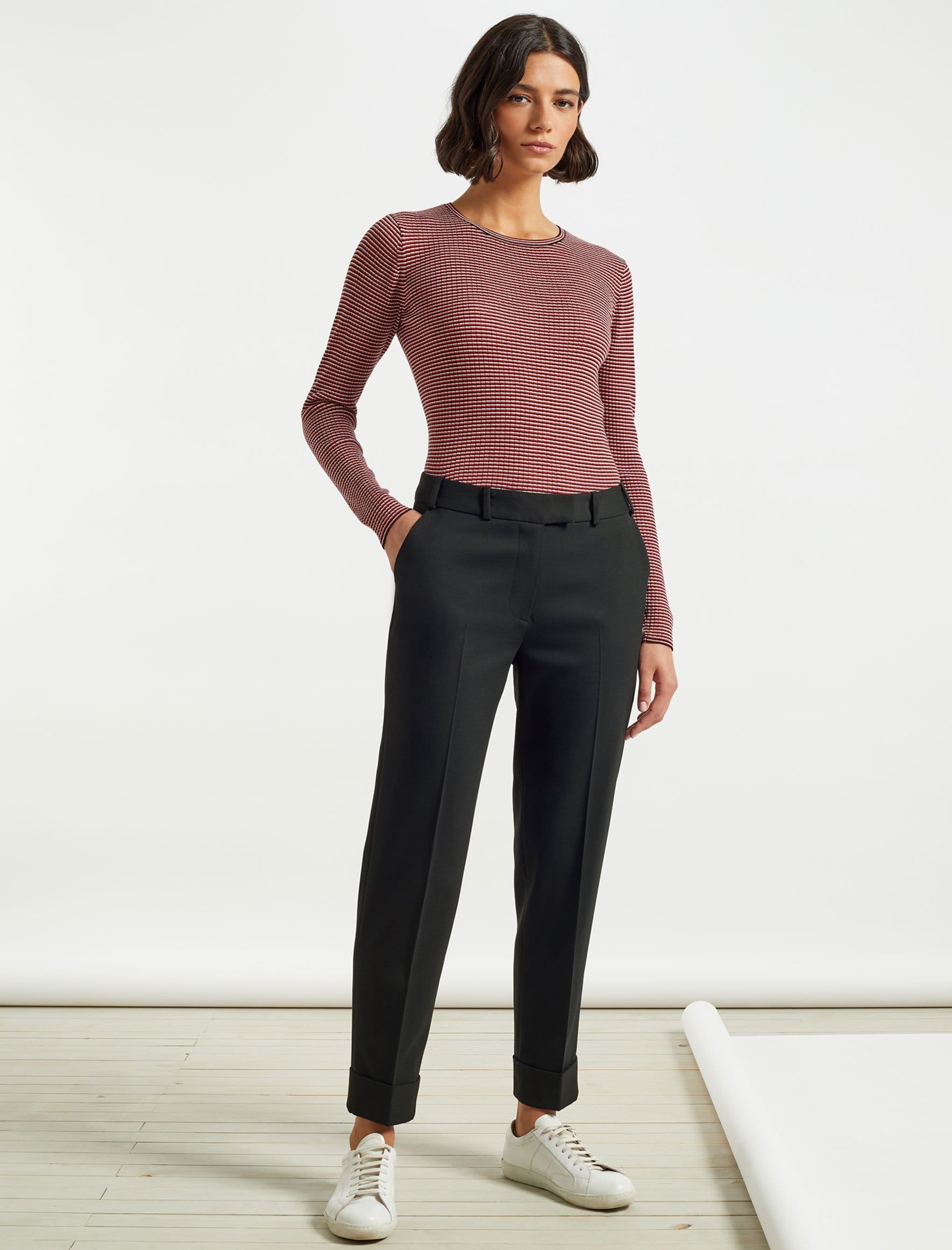 Clement Turn Up Wool Blend Trousers - Black | Womens Wool Trousers ...