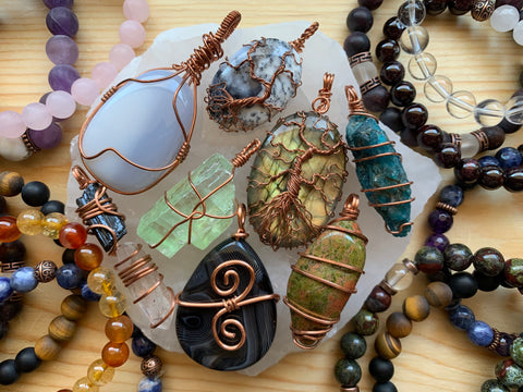 Crystal Jewelry Wrapped in Copper