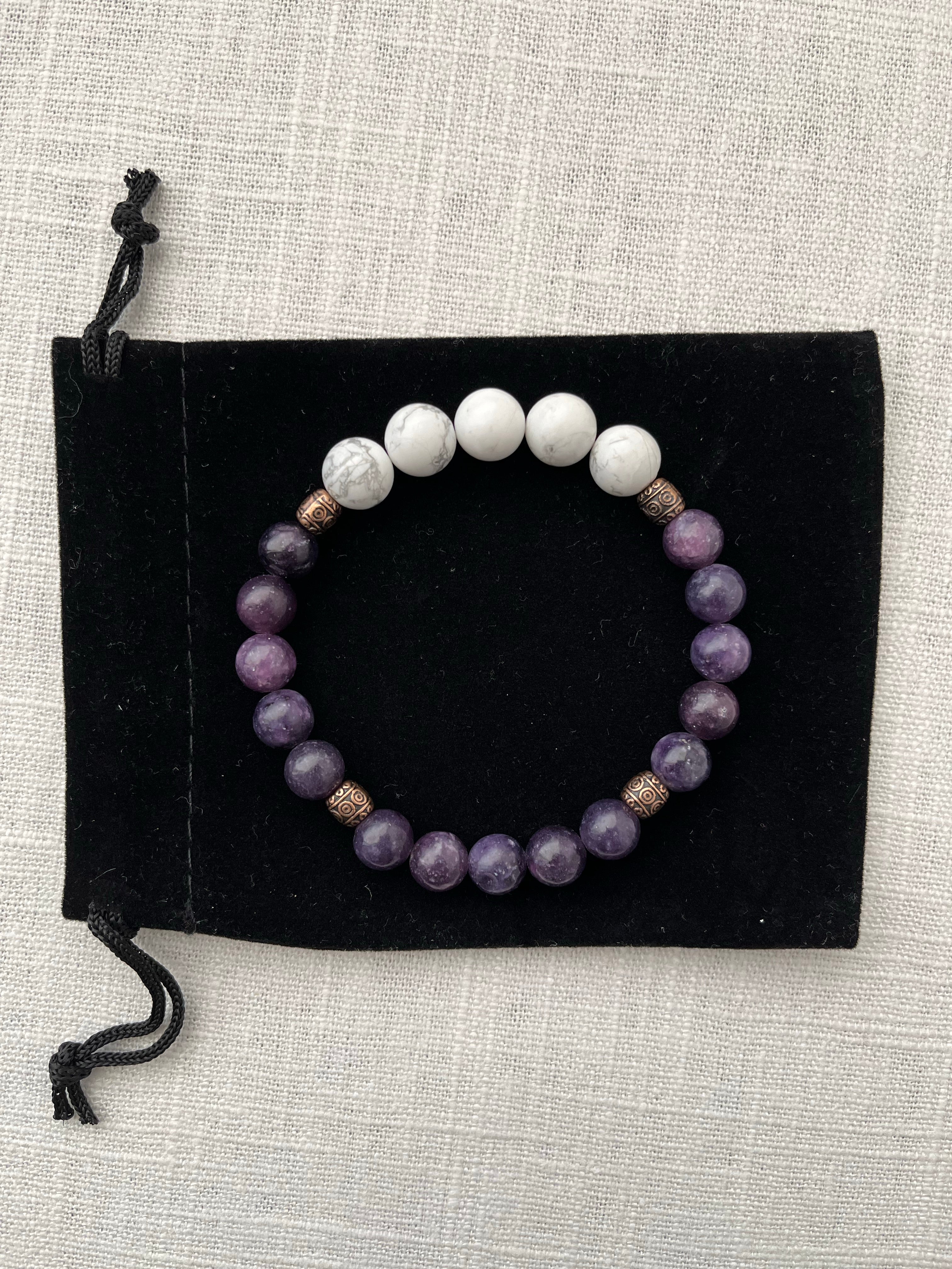 Purple Lepidolite Natural Gemstone Bracelet for Calm Emotions to Relieve  Stress | eBay