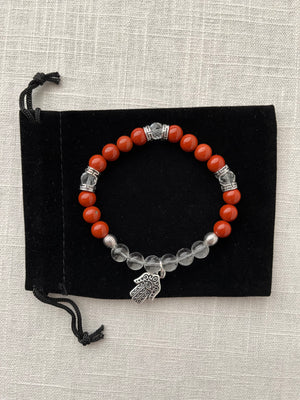Large Red Jasper and Clear Quartz Bracelet - Tru Aesthetix