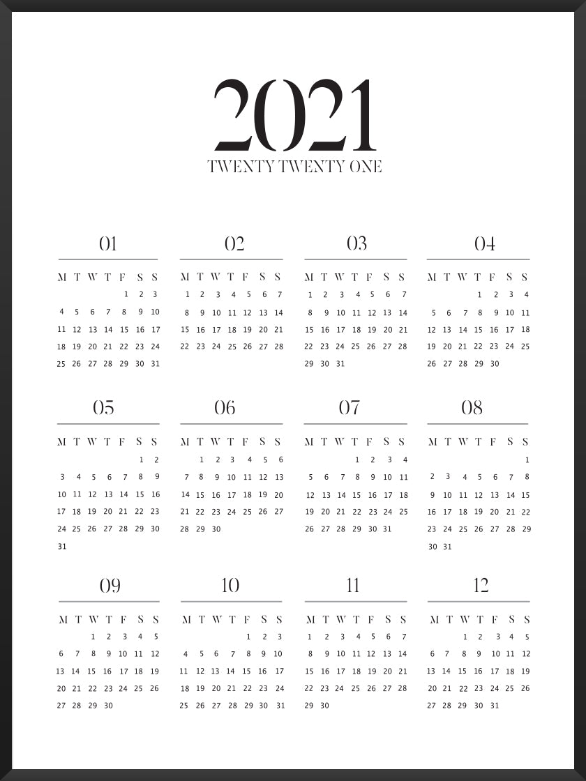 無料 カレンダー シンプル 2021