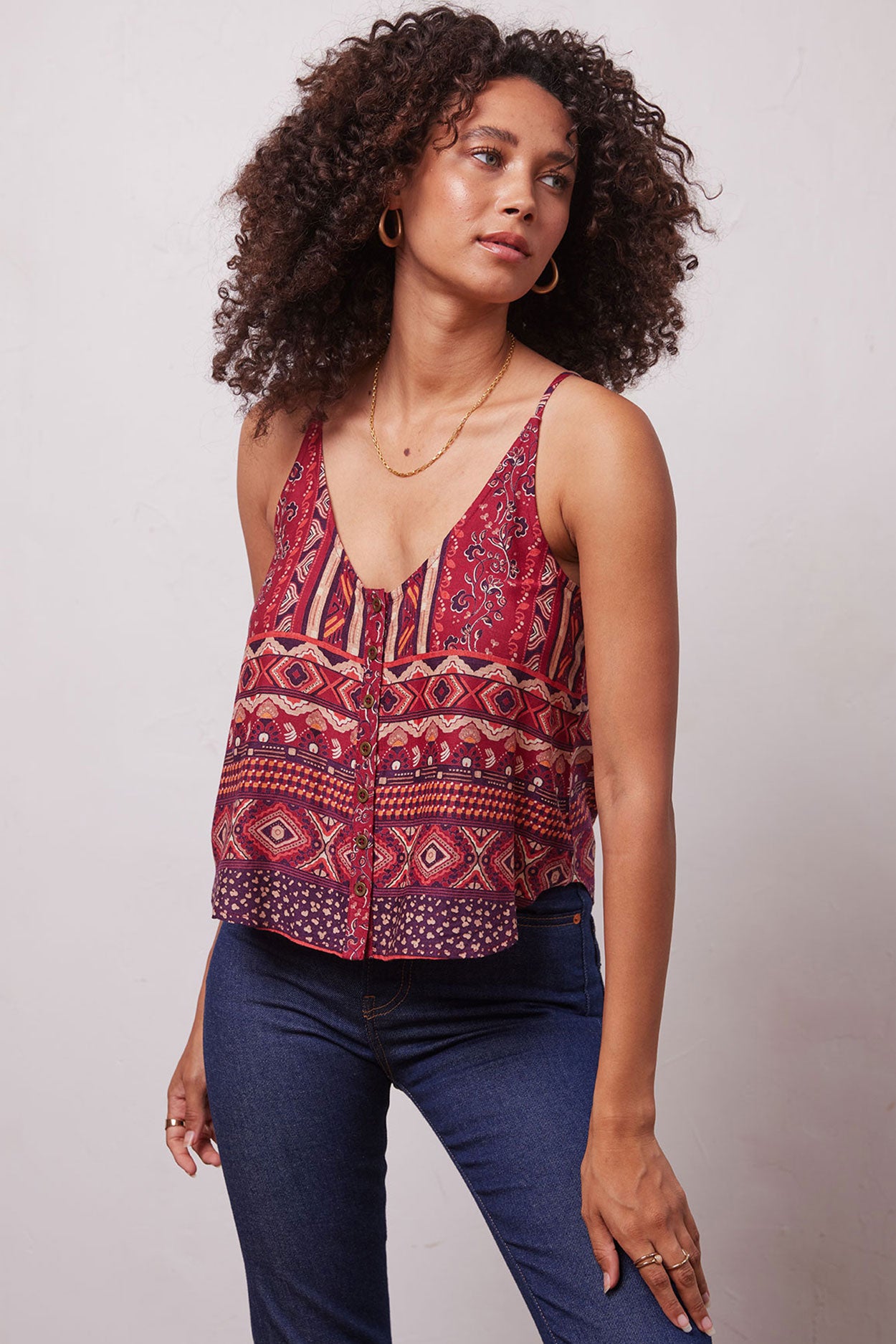 Patrons of Peace | Sawyer Mix Print Cropped Cami Top – Patrons Of Peace