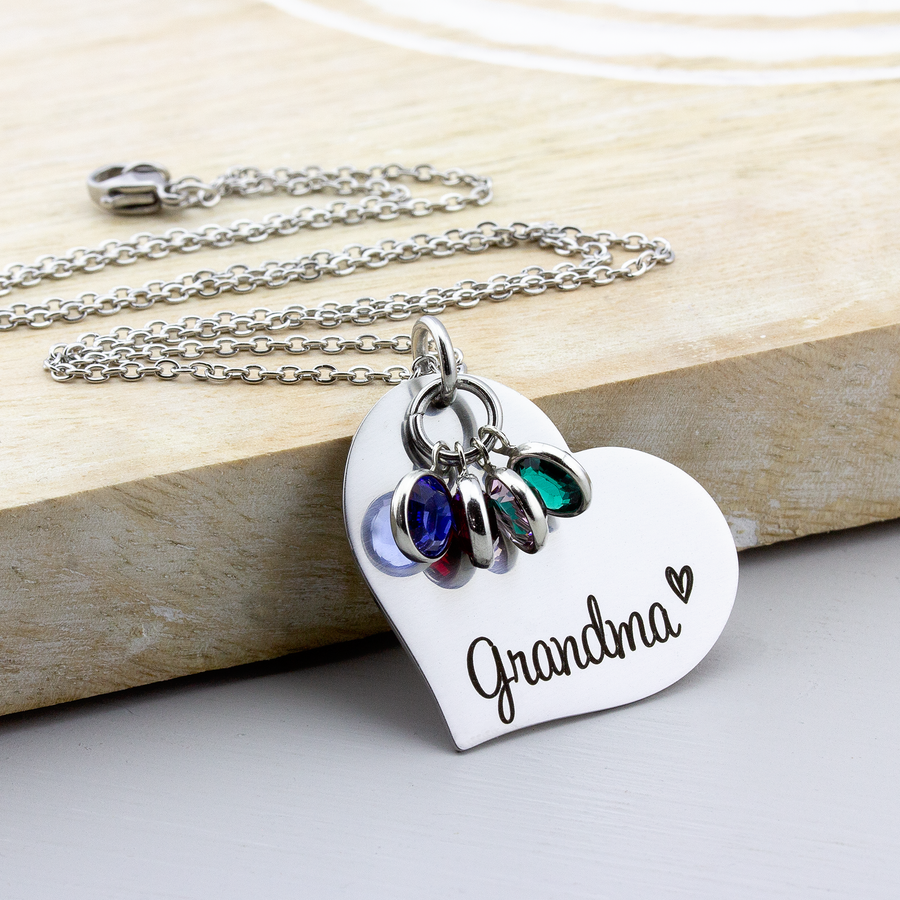 Personalized Grandma Birthstone Necklace in Sterling Silver Mothers Day  Gift for Grandmother Grandchildren Necklace for Grandma - Etsy