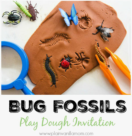 Bug Fossils Playdough Activity for Little Boys