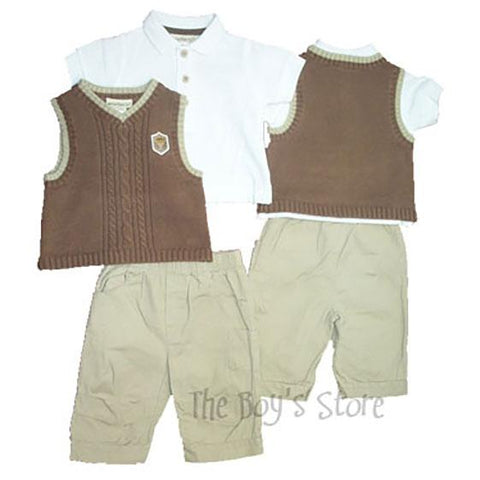 Baby Boys Vest Polo Pant Set by Minibasix