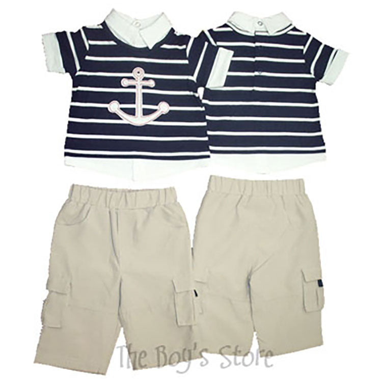 Little Boys' Anchor Shirt and Pant Set by Minibasix