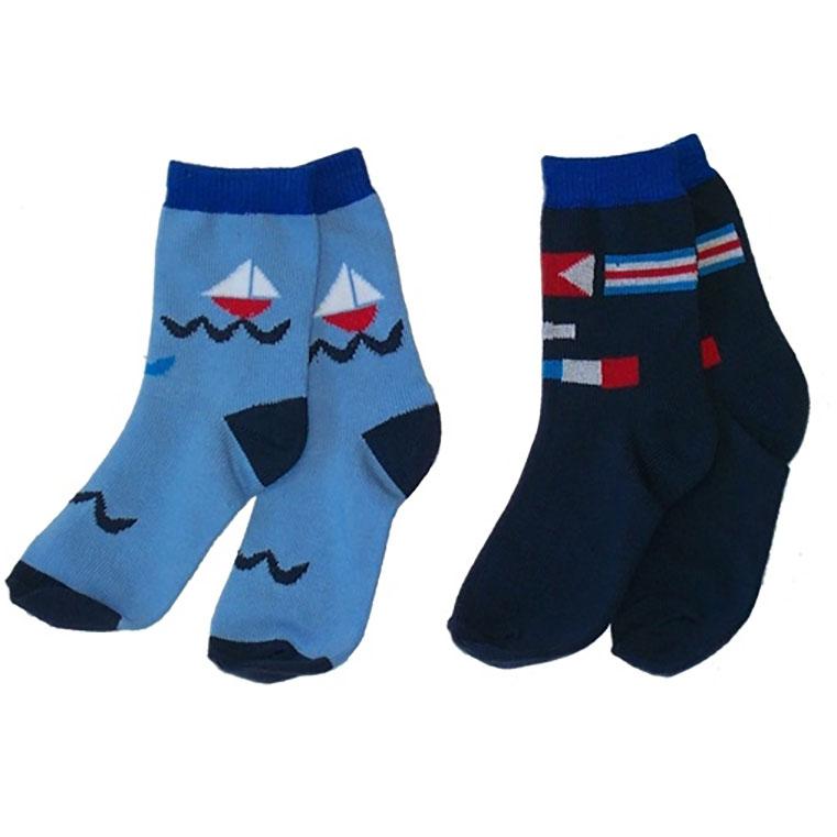 Little Boys' Nautical Crew Socks 2-Pack by NowaLi