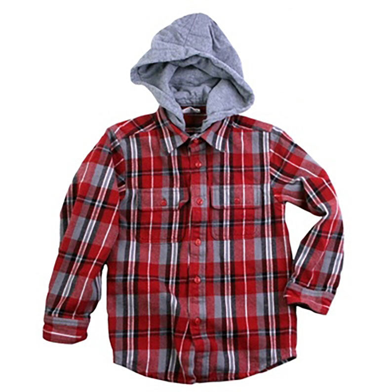 Boys' Hooded Flannel Shirt by Wes and Willy