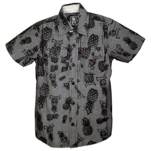 Boys' Pineapple Skull Button Up Shirt by Wes and Willy