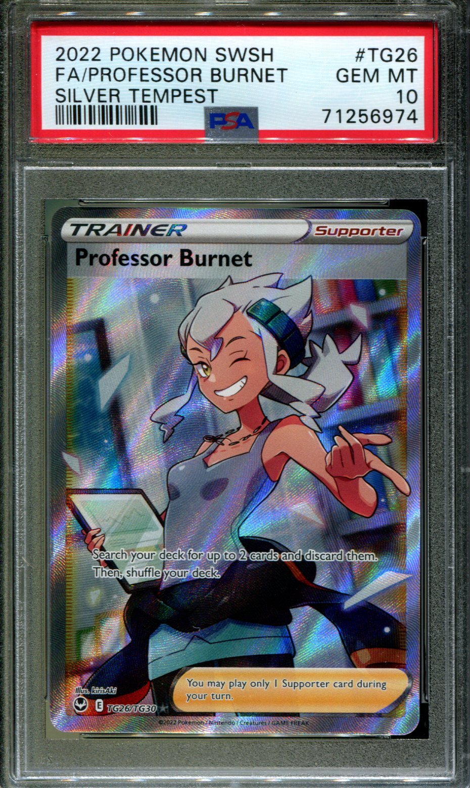 Professor Burnet - TG26/TG30 - PSA 10 - Full Art - Silver Tempest - Pokemon  - 56974