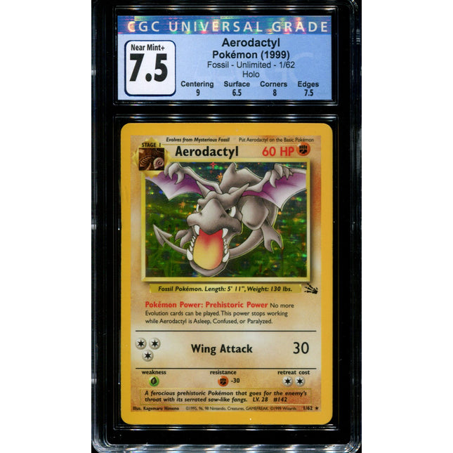 Aerodactyl 1/62 Holo Rare Fossil Set Pokemon Card Near Mint