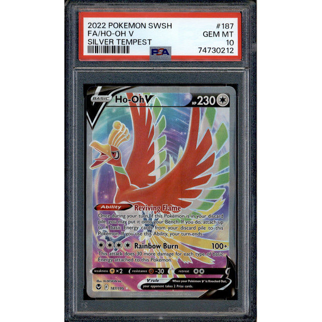 Mavin  PSA 10 Pokemon 2022 Ho-Oh V Full Art Silver Tempest Card