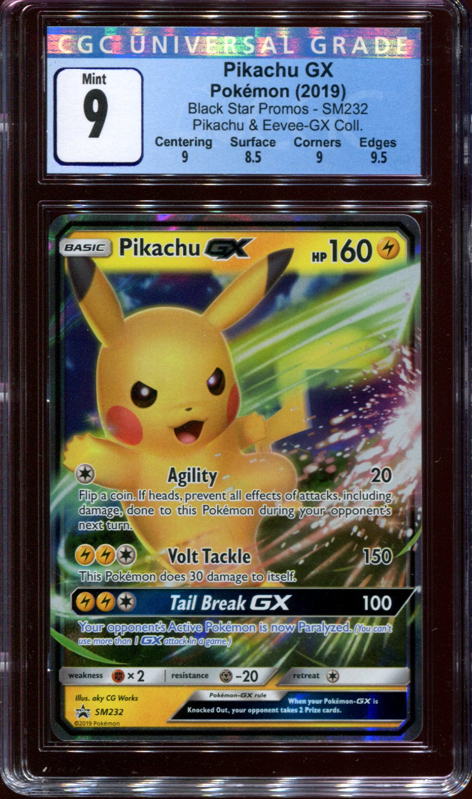 Pikachu GX - SM232 - CGC 9 Mint - Black Star Promo - 68311