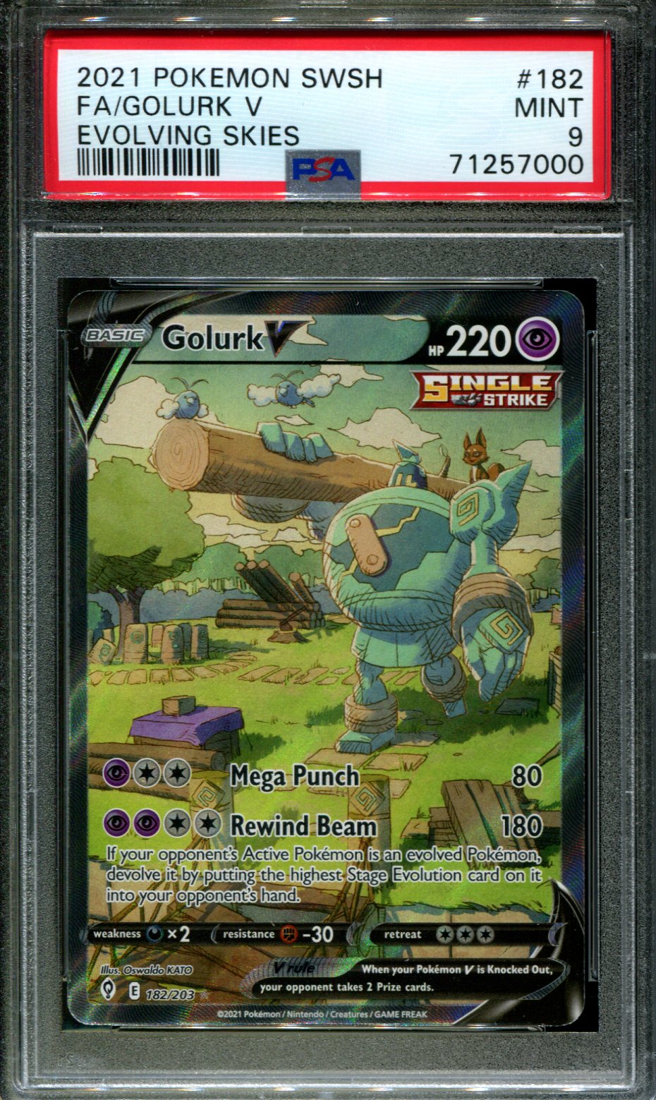 2021 POKEMON EVOLVING SKIES GOLURK V FULL ALT ART 182/203 海外 即決-