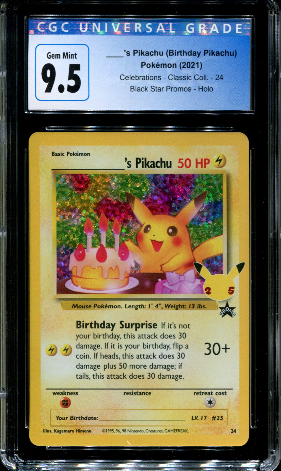 Birthday Pikachu - 24 - CGC 9.5 - Celebrations - Black Star Promo