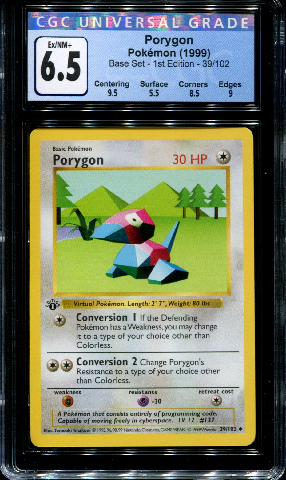 Porygon - 39/102 - CGC 6.5 - 1st Edition Shadowless - Base Set