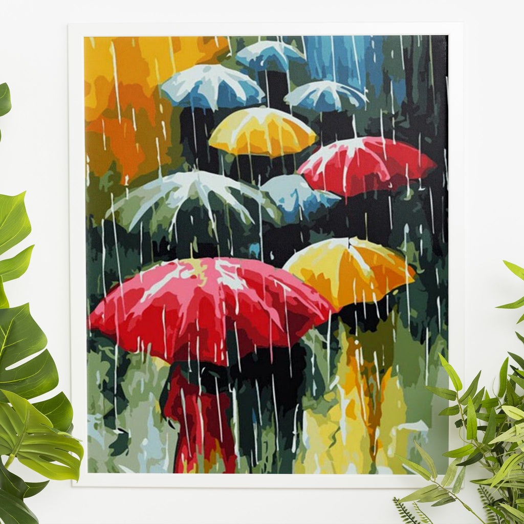 Umbrellas in the Rain - Pictură pe numere