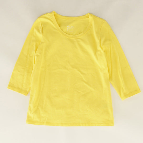 Essentials Perfect Jersey 3/4 Sleeve Round Neck Top- Yellow