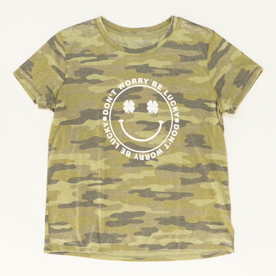 Camo "Don't Worry Be Lucky" Graphic Tee