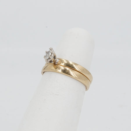 10K Gold Petite Marquise Diamond Wedding Ring Set Size 4.5