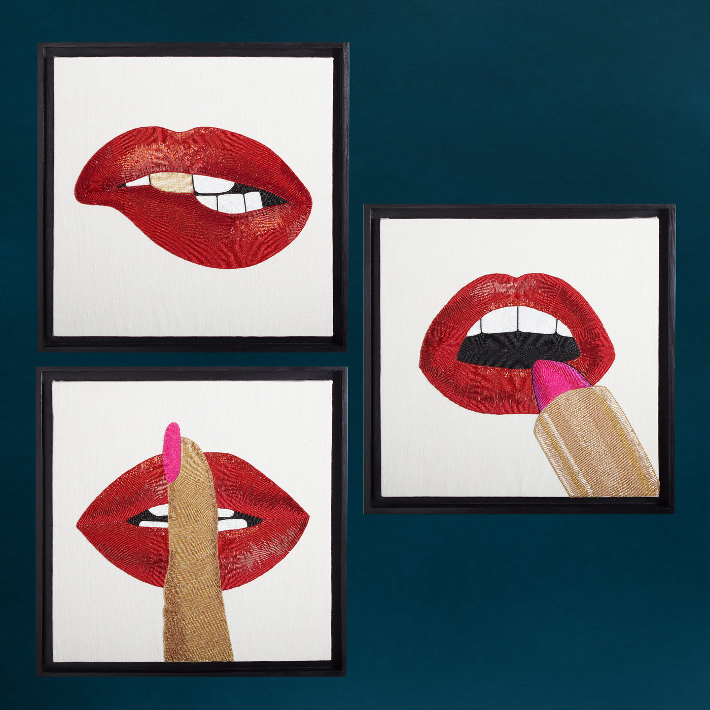 Lips Beaded Wall Art Bundle