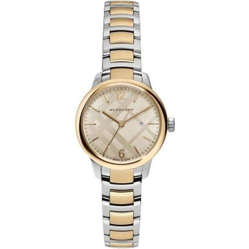 Burberry BU10118 Ladies The Classic Silver / Gold 32mm Swiss Watch