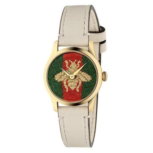 Gucci YA1265009 Ladies G-Timeless Beige Leather 27mm Watch
