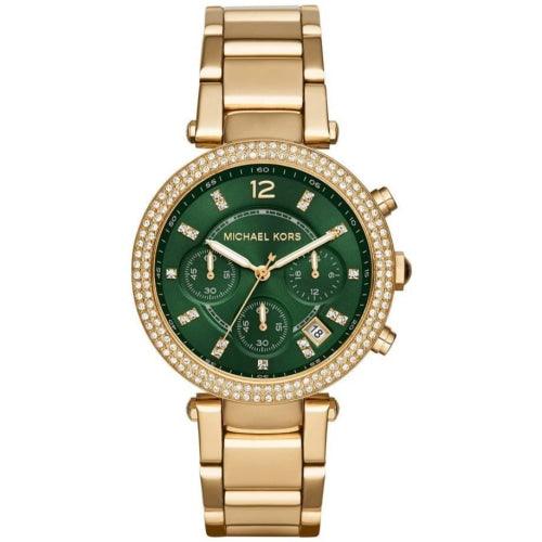 Michael Kors MK6263 Ladies Parker Gold / Green Chronograph Watch