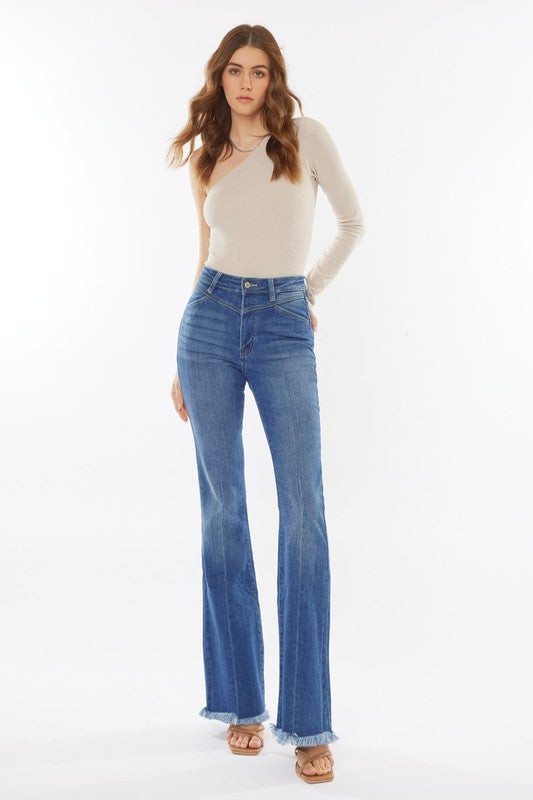 Burgundy High Waist Flare Jeans