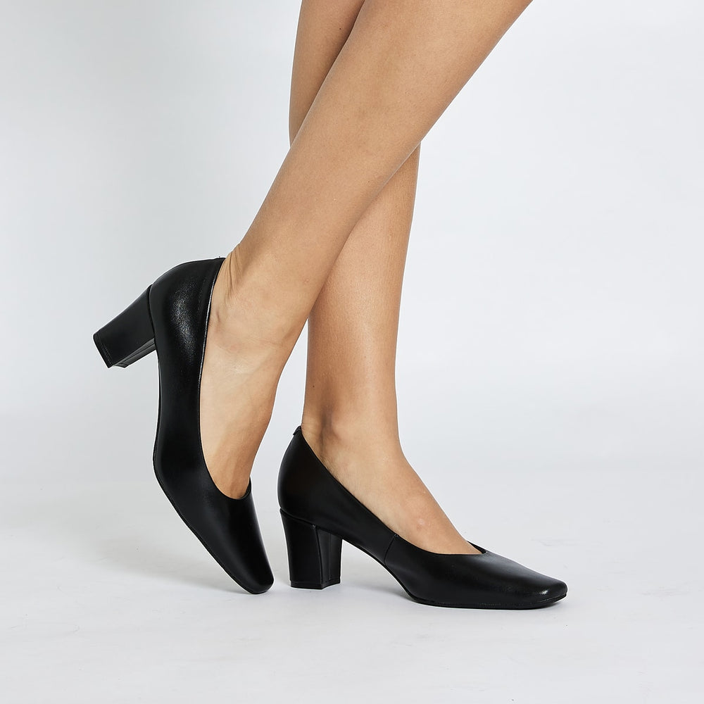 Nicole Heel in Black Leather | Easy Steps | Shoe HQ