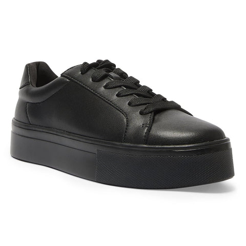 Womens black leather sales platform sneakers