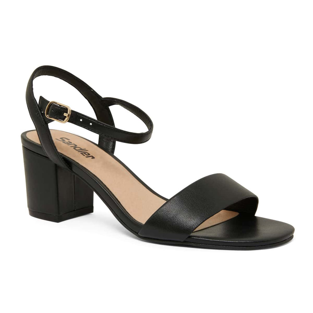 Heather Heel in Black Leather | Sandler | Shoe HQ