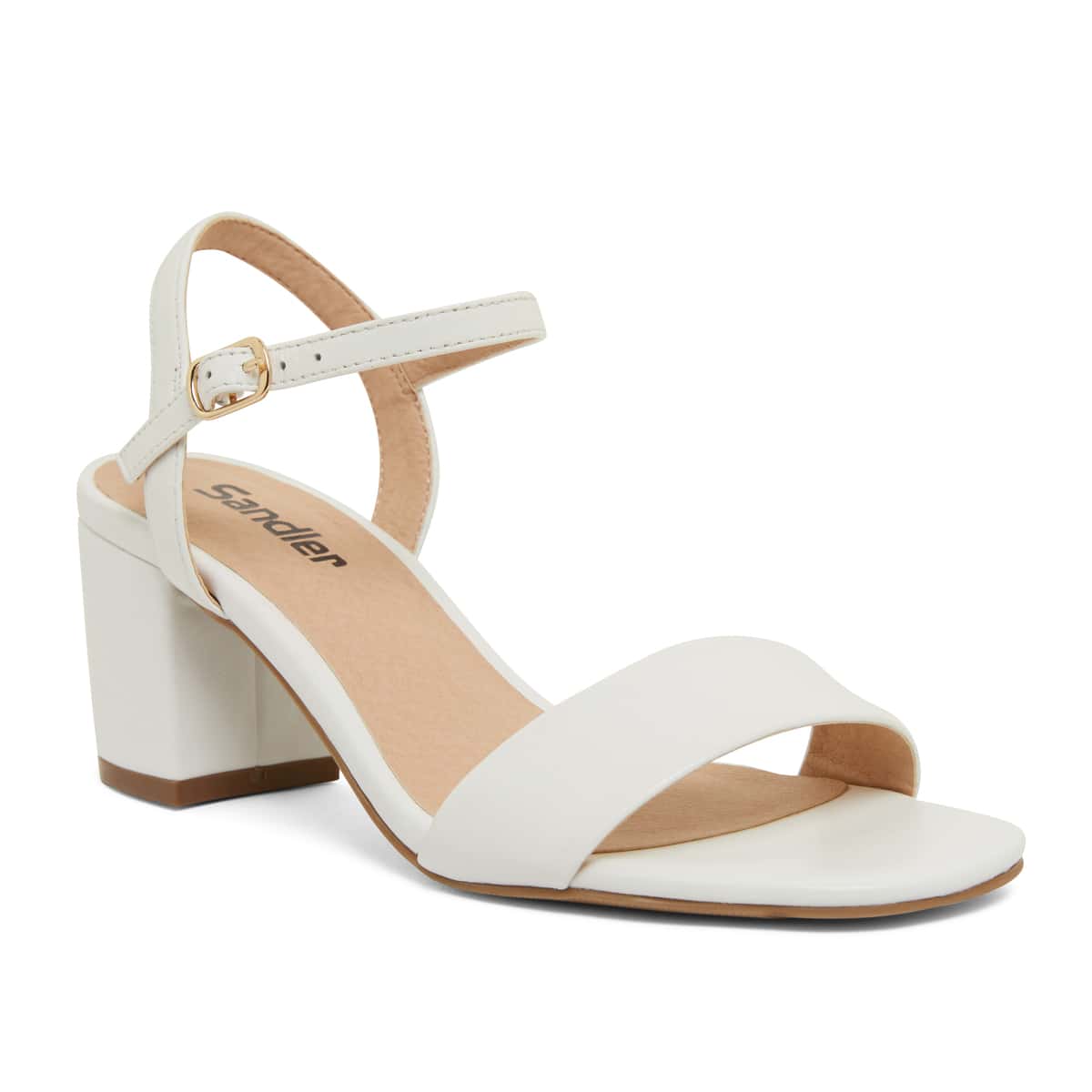 Heather Heel in White Leather | Sandler | Shoe HQ