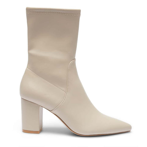 JUNE HIGH ANKLE BOOTS OFF WHITE LEATHER - Jo Mercer