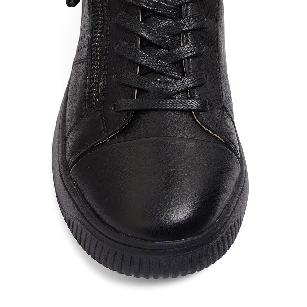 Novella Sneaker in Black Leather | Wide Steps | Shoe HQ