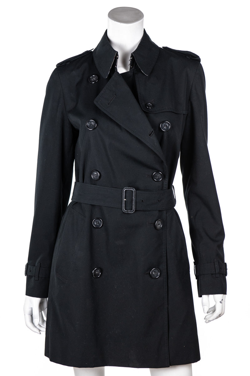 Burberry London Black Double Breasted Harbourne Trench Coat