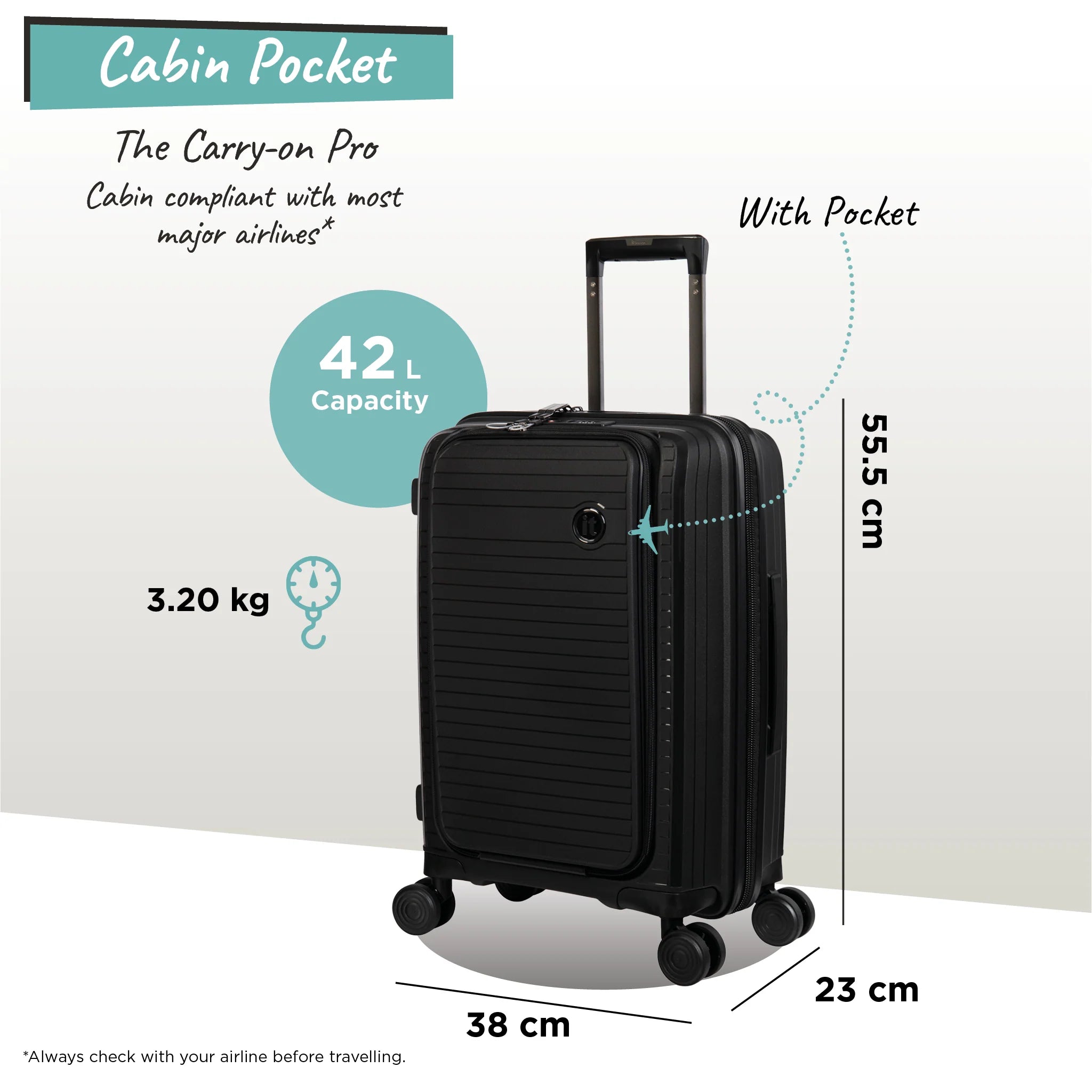 it Luggage Spontaneous II Cabin with Pocket in Black