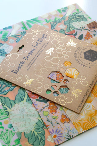 Bee Green Beeswax Wraps Starter Pack - variety