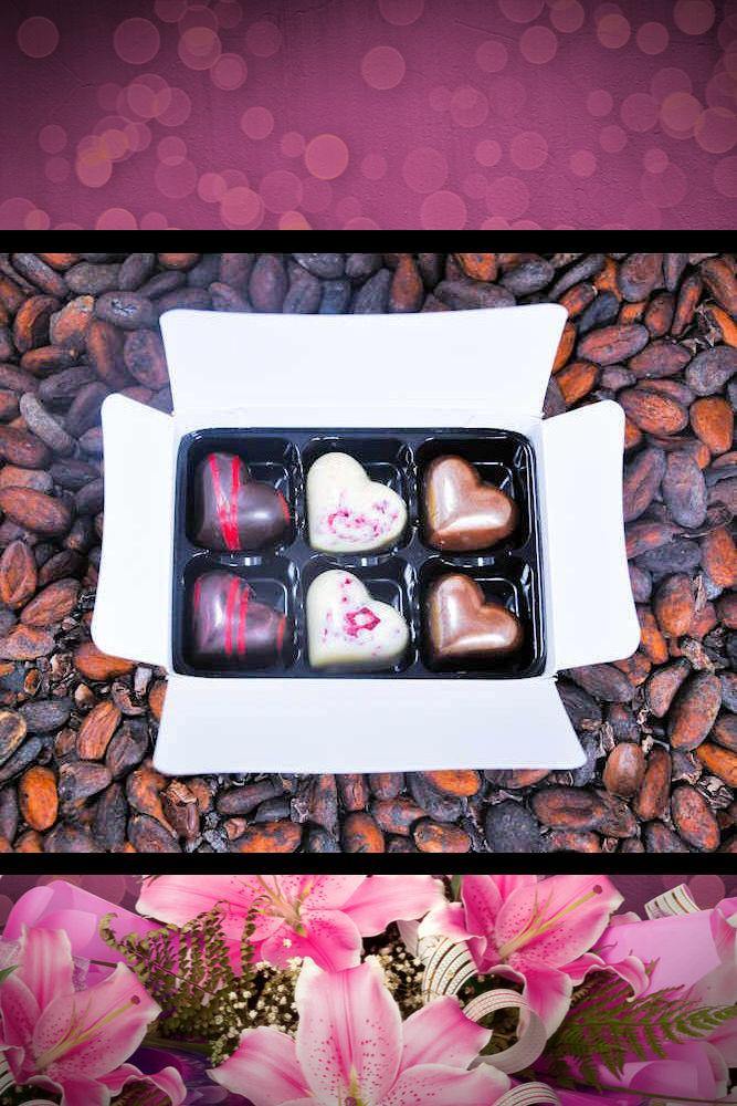Box of six heart chocolates for Mother's Day