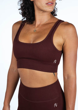 Ribbed Sports Top In Burgundy