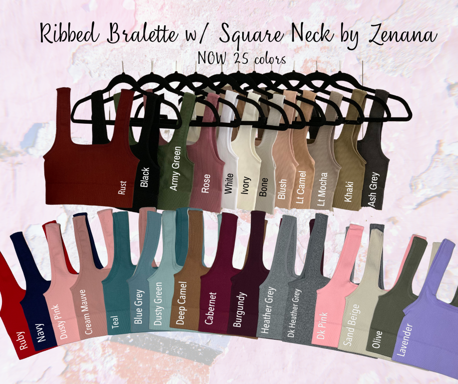 Ribbed Notch Crop Top Bralette Brami by Zenana - 3 colors