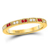 10kt Yellow Gold Womens Round Ruby Diamond Milgrain Stackable Band Ring 1/4 Cttw - Queens Diamond & Jewelry